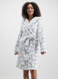 Get Warm And Cosy In Our Adorable Grey Polar Bear Print Dressing Gown Crafted From A Cosy Fleece It Has A Gowns Dresses Tu Clothing Dressing Gown Nightwear