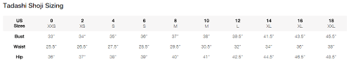 My Size Charts Tadashi Shoji Size Chart