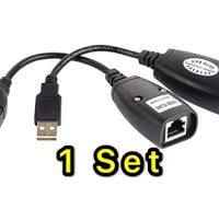 USB Extension Ethernet RJ45 Cat5e/6 Cable LAN Adapter Extender Over  Repeater Set | eBay