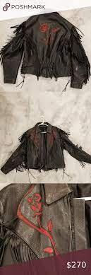 Fmc Red Rose Leather Fringe Ladies Jacket Jackets For Women Vegan Leather Jacket Vintage Suede Jacket