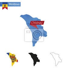 Kiszyniów jest stolicą i największym miastem w republice mołdawii i jest głównym ośrodkiem przemysłowym i handlowym w kraju. Plakat Zielona Gradient Low Poly Mapa Moldawii Z Stolicy Kiszyniowa Na Wymiar Moldawia Chisinau Zielony Redro Pl