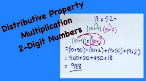 The distributive property lets you multiply a sum by multiplying each addend separately and then add the products. Distributive Property Multiplication 2 Digit Numbers Youtube