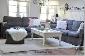 Gathering Ideas On How To Bring A Dark Grey Ektorp Into My Once Very Pale Blue Living Room Ektorp Living Room Ikea Living Room Living Room Grey