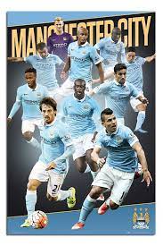 Manchester City Players 2015 16 Season Poster Sepak Bola