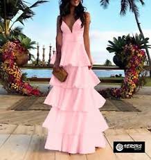 Una via di mezzo tra girocollo e barchetta. Vestito Lungo Donna Cerimonia A Balze Woman Party Maxi Dress 110400 Ebay