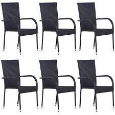 It is a stylish, practical solution for any outdoor space. Vidaxl Stackable Outdoor Chairs 6 Pcs Poly Rattan Black Black