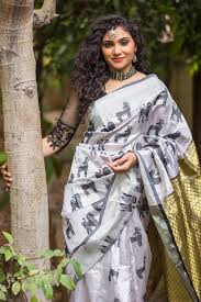 Animal print work all over saree and embroidered border. 17 Animal Print Saree Ideas Saree Printed Sarees Saree Trends