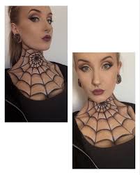 Day 7 Spider Web Chest Piece I Love Posting Easy To Do Looks As I D Love If Cute Halloween Makeup Creepy Halloween Makeup Halloween Makeup Scary