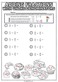 Free Adding Fractions with Unlike Denominators Worksheets - Teach Prints