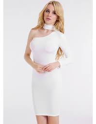 One Long Sleeve All White Bodycon Short Club Pub Dress Party Dress Long Sleeve Long Bodycon Dress Bodycon Dress With Sleeves