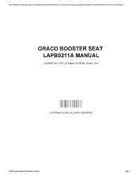 Graco Booster Seat Lapb0211a Manual By Rodneymitchell1239 Issuu