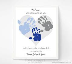 Gift For Teacher Nanny Daycare Babysitter Handprint Heart Etsy Babysitter Gifts Daycare Gifts Personalized Thank You Gifts