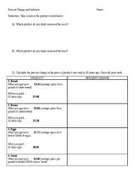 First, click in cell b3 to apply the percentage format find the percentage of change between two numbers. Percent Change And Inflation Worksheet By Linda Lund Tpt