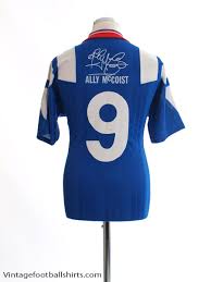 We've seen some magic moments from @allymccoist9 in a scotland shirt. 1992 94 Rangers Signature Home Shirt Ally Mccoist 9 M For Sale