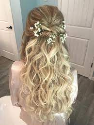 Romantic Wedding Hair All Down Baby S Breath Weddinghairdown Half Up Wedding Hair Romantic Wedding Hair Wedding Hair Inspiration