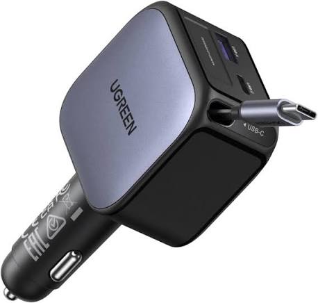 شاحن سيارة يوجرين EC602 بقوة 60 واط بكابل قابل للسحب