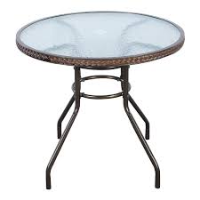 5 out of 5 stars with 1 ratings. Tangkula 32 Patio Table Outdoor Round Wicker Covered Edge With Tempered Glass Top And Umbrella Insert Coffee Dining Tabel Patio Furniture For Lawn Garden Pool Steel Frame Commercial Party Table Patio Furniture