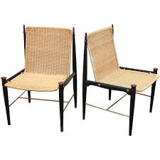 Pr Frank Kyle Mexican Mid Century Modernist Wood Brass And Wicker Lounge Chairs Wicker Lounge Chair Modern Lounge Chairs Mcm Lounge Chairs