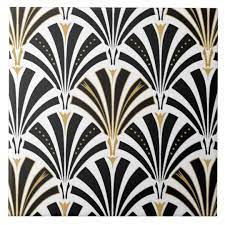 Art Deco Fan Pattern Black And White Ceramic Tile Zazzle Com Au Art Deco Fabric Art Deco Wallpaper White Art