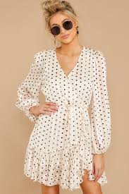 Black And White Polka Dot Long Sleeve Dress Adorable White Polka Dot Dress Long Sleeve Wrap Dress Dress 58 Red Dress Boutique Elegant Casual Dress Translucent Dresses Long Sleeve Wrap Dress
