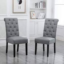 Grey chair pad seat cushion. Huisenus Set Of 4 Dining Chair Upholstered Fabric Padding Dining Chair Button Side Chair Dini Side Chair Dining Room Fabric Dining Room Grey Dining Room Chairs