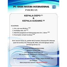 Pt djarum tidak memungut biaya apapun dalam proses rekrutmen. Lowongan Kerja Pt Oasis Waters Lowongan Facebook