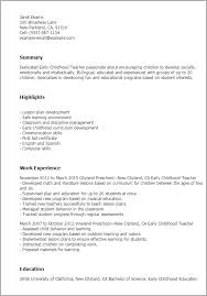 Your own cv needs to be original and tailored to the job you're applying for. Early Childhood Teacher Resume Template Myperfectresume