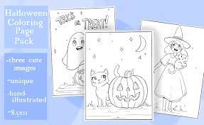 Today, kids love to enjoy this party asking for candy in their vicinity ! Fun Halloween Coloring Pages Pack Of 3 Grafico Por Madelinehaleart Creative Fabrica