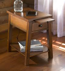 Wood Accent Table With Charging Station Functional Furnishings Wood Accent Table Guest Room Decor Accent Table