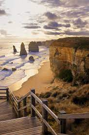 Stairway To The Famous 12 Apostles In Australia Magnificent Rock Stacks That Rise Up Majestically From Th Australia Vacation Australia Tours Australia Travel