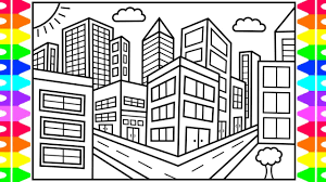 The buildings of the city. How To Draw A City For Kids City Drawing For Kids City Coloring Pages For Kids Youtube