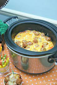 The ultimate crock pot party meatballs meals with mark onion powder, lean ground beef, chili sauce, ground pork, garlic powder and 6 more bacon wrapped crock pot party sausages recipes that crock brown sugar, cocktail sausages, bacon Meatball Pizza Bake A Slow Cooker Recipe With Meatballs
