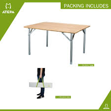 Atepa 4fold Bambu Heavy Duty Adjustable Height Aluminum Frame Folding Bamboo Table With Carry Bag You Can F Outdoor Picnic Tables Camping Table Folding Table