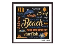 Alphabets counted cross stitch patterns to print online, thousands of designs to choose from. Summer Beach Letters Cross Stitch Grafik Von Tango Stitch Creative Fabrica