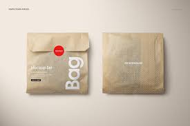 Sandwich Snack Paper Bag Mockup Set Bag Mockup Brown Paper Packages Kraft Packaging