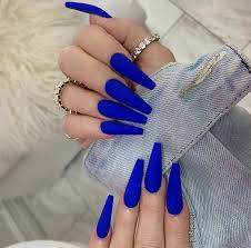 Black And Blue Nail Designs 2020 Royal Matte Blue Nails In 2020 Blue Acrylic Nails Vibrant Nails Blue Coffin Nails