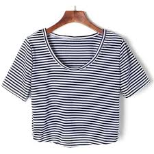 Black And White Striped Tee Blue And White Striped Short Sleeve Crop T Shirt Blue And White Striped Shirt Black Striped Shirt Black And White Crop Tops