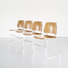 Set Of 4 Plywood Matrix Chairs By Thomas Tolleson For Krueger 1960s Chair Plywood Dining Chairs