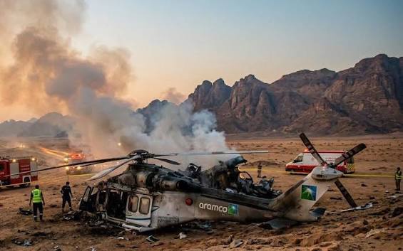 🇸🇦 A Saudi #Aramco helicopter crashed in Ras Tanura, Saudi Arabia, ki**ing all 14 people on board. Authorities have launched an investigation into the cause of the crash.
