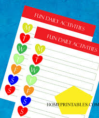 Freebie For Your Kids Fun Daily Activity Chart Home