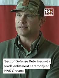 Sec. of Defense Pete Hegseth visits NAS Oceana, shakes hands with local  leaders & announces new barracks task force for better housing during an  enlistment ceremony