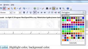 Openoffice Org Writer Tutorial Text Color Highlight Color Background Color Colorful Backgrounds Colored Highlights Text Color