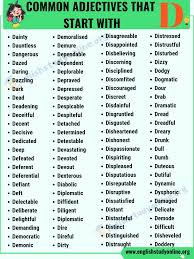 A Huge List Of 100 Adjectives That Start With D With Esl Image English Study Online In 2020 Adjectives Writing Words English Adjectives