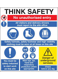 Think Safety Safety Signs From The Sign Maker Health And Safety Poster Workplace Safety Slogans Industrial Safety