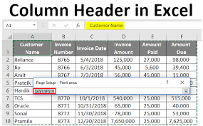 Click inside the left, center or right section for the header. Column Header In Excel How To Use Column Header In Excel