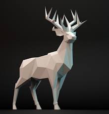 Deer Lowpoly 3d Model Cgtrader In 2020 Fall Arts And Crafts Polygon Art Paper Art