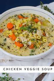 The Best Creamy Chicken And Veggie Soup Natalie Paramore Recipe In 2021 Chicken Veggie Soup Healthy Soup Recipes Veggie Soup