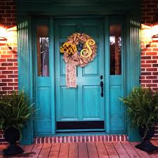 I do have my front door painted black with gold house numbers which looks very cool and i handmade black and white striped awnings for my front door and large front window, so it does. Vintage Border Collie Usa V Neck Tee Brick House Front Door Colors Best Front Door Colors Turquoise Front Door