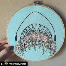 Jamie Chalmers On Instagram A Shark Vomiting Flowers Of Course Why Not Regram Moonrisewhims I D Embroidered Wall Art Hand Embroidery Embroidery Art