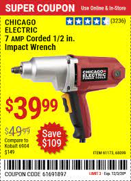 Chicago Electric 1 2 In Heavy Duty Electric Impact Wrench For 39 99 Electric Impact Wrench Impact Wrench Harbor Freight Tools